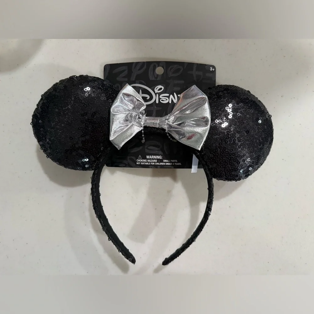 [Disney] NWT Black & Silver Sequin Mickey Ears
